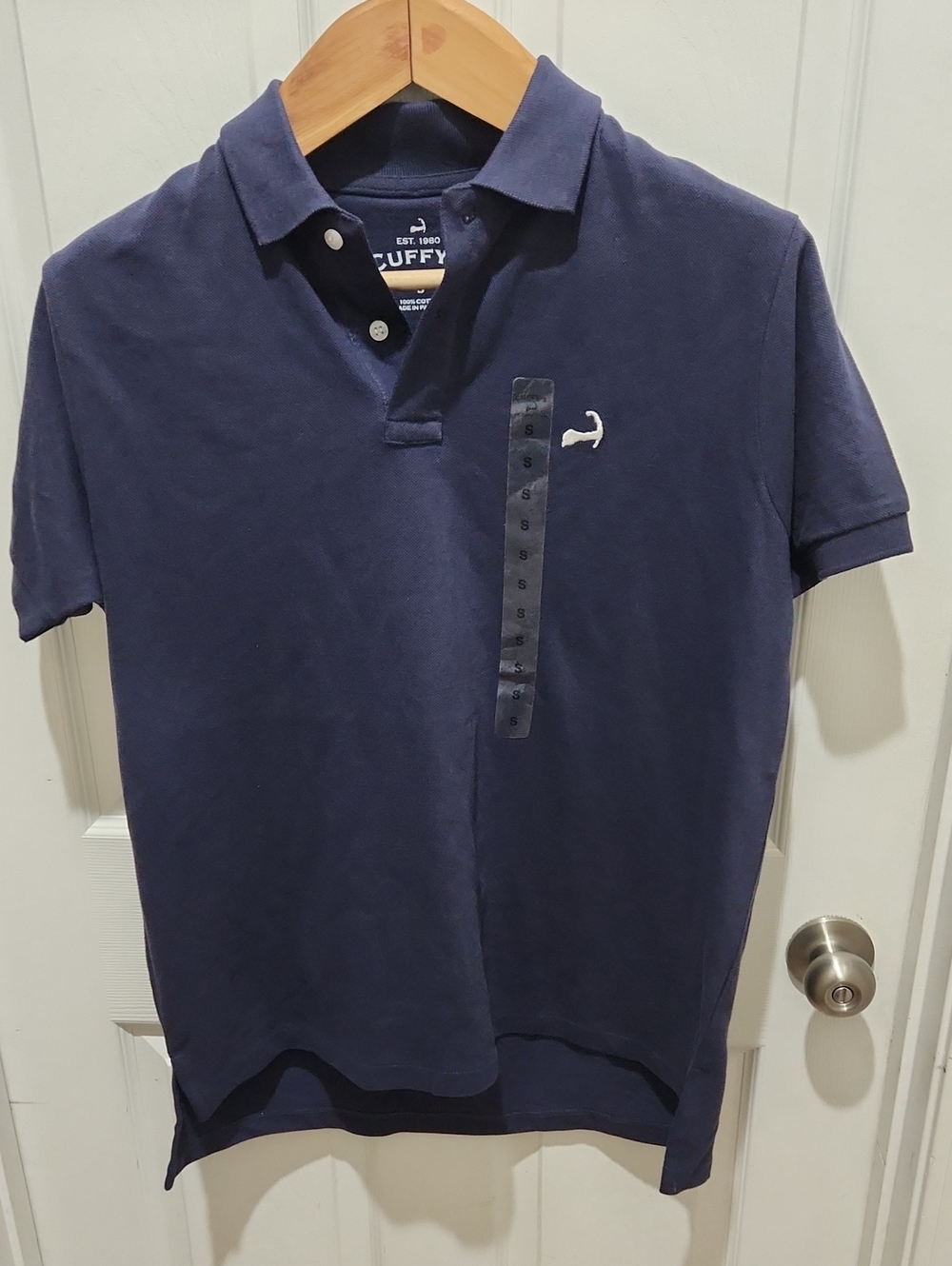 Cuffy's Men's Navy Short-Sleeve Polo with Mass. Logo